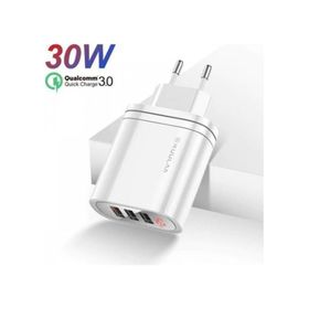 Kuulaa QC3.0+PD 30 W 3 USB Girişli Dijital Ekran Hızlı Şarj Başlığı