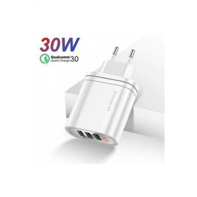 Kuulaa QC3.0+PD 30 W 3 USB Girişli Dijital Ekran Hızlı Şarj Başlığı