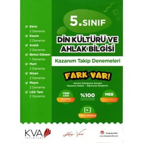 Kva Yayınları 5. Sınıf Din Kültürü Ve Ahlak Bilgisi Fark Var Kazanım Takip Denemeleri