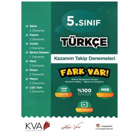 Kva Yayınları 5. Sınıf Türkçe Fark Var Kazanım Takip Denemeleri