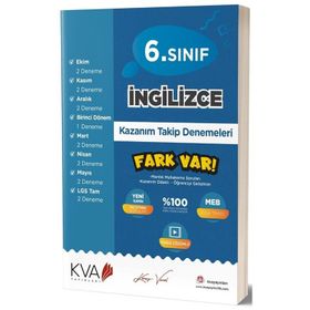 Kva Yayınları 6. Sınıf İngilizce Fark Var Kazanım Takip Denemeleri