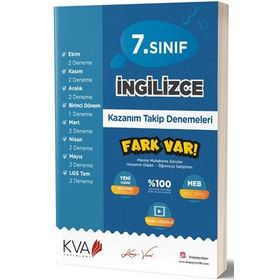 Kva Yayınları 7. Sınıf İngilizce Fark Var Kazanım Takip Denemeleri