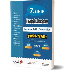 Kva Yayınları 7. Sınıf İngilizce Fark Var Kazanım Takip Denemeleri