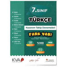 Kva Yayınları 7. Sınıf Türkçe Fark Var Kazanım Takip Denemeleri