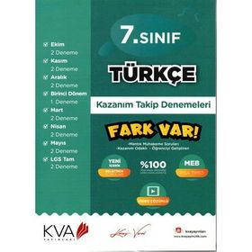 Kva Yayınları 7. Sınıf Türkçe Fark Var Kazanım Takip Denemeleri