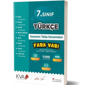 Kva Yayınları 7. Sınıf Türkçe Fark Var Kazanım Takip Denemeleri