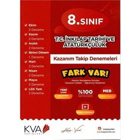 Kva Yayınları 8. Sınıf Tc. İnkılap Tarihi Ve Atatürkçülük Fark Var Kazanım Takip Denemeleri