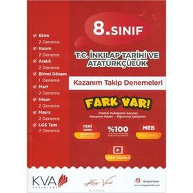 Kva Yayınları 8. Sınıf Tc. İnkılap Tarihi Ve Atatürkçülük Fark Var Kazanım Takip Denemeleri