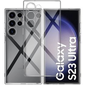 Kvy Samsung Galaxy S23 Ultra Kamera Korumalı Süper Silikon Şeffaf Kılıf
