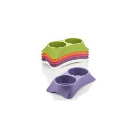 Kyane 500 ml Karışık Renkli Kedi ve Köpekler için İkili Lux Plastik Mama ve Su Kabı