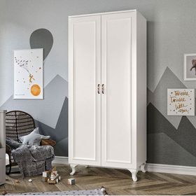 Kzn Home 2 Kapakli Country Mdf Beyaz Gardırop