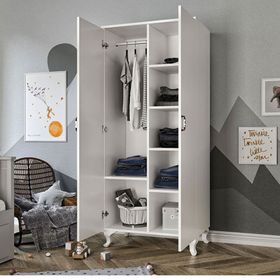 Kzn Home 2 Kapakli Country Mdf Beyaz Gardırop