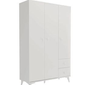 Kzn Home 3 Kapaklı 2 Çekmeceli Beyaz Mdf Gardırop