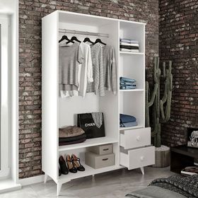 Kzn Home 3 Kapaklı 2 Çekmeceli Beyaz Mdf Gardırop