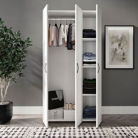 Kzn Home 3 Kapaklı Mdf Beyaz Gardırop
