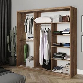 Kzn Home 3 Kapaklı Sürgülü Aynalı Gardırop