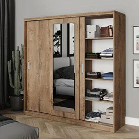Kzn Home 3 Kapaklı Sürgülü Aynalı Gardırop