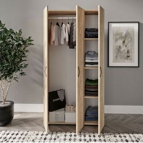 Kzn Home Soft 3 Kapaklı Meşe Gardırop
