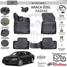 L.Locker Audi A6 2011-2014 Siyah 3D Araca Özel Havuzlu Paspas