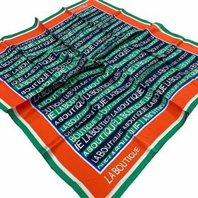 La Boutique 1631-06 Yeşil Harf Desenli Sura İpek Eşarp