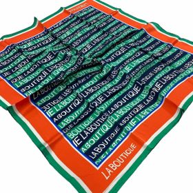 La Boutique 1631-06 Yeşil Harf Desenli Sura İpek Eşarp