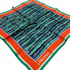La Boutique 1631-06 Yeşil Harf Desenli Sura İpek Eşarp