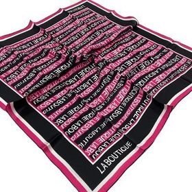 La Boutique 1631-07 Pembe Harf Desenli Sura İpek Eşarp
