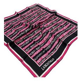 La Boutique 1631-07 Pembe Harf Desenli Sura İpek Eşarp