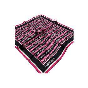 La Boutique 1631-07 Pembe Harf Desenli Sura İpek Eşarp