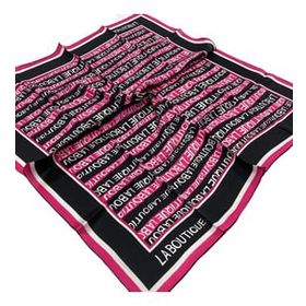La Boutique 1631-07 Pembe Harf Desenli Sura İpek Eşarp