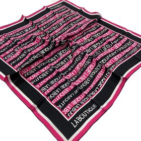La Boutique 1631-07 Pembe Harf Desenli Sura İpek Eşarp