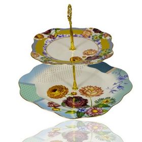 La Medore 1JYC-201925 Pair 2'li 20-26 cm Çiçek Desenli Kek Tabağı