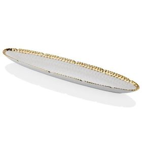 La Medore 1STV-025 Hammered White Gold Büyük Kayık Tabak