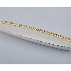 La Medore 1STV-025 Hammered White Gold Büyük Kayık Tabak