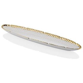 La Medore 1STV-025 Hammered White Gold Büyük Kayık Tabak