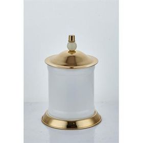 La Medore White Balls Kapaklı Beyaz Gold 14x14x21 cm Küçük Kavanoz
