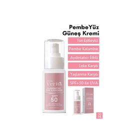 La Mia Verita Leke Karşıtı ve Cilt Tonu Eşitleyici Pembe SPF50 50 ml Yüz Güneş Koruyucu Krem