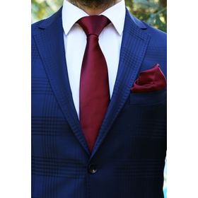 La Pescara 1109 Bordo Mendilli Düz Saten Kravat
