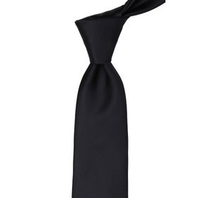 La Pescara 1111 Mendilli Düz Saten Siyah Kravat