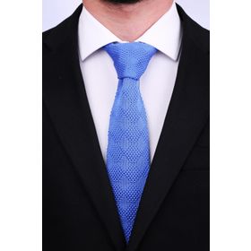 La Pescara 8103 Düz Mavi Örgü Kravat