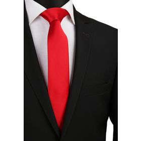 La Pescara SK5030 Kırmızı Slim Düz Saten Kravat