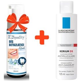 La Roche-Posay 125 ml Kerium Ds intensif Kepek Önleyici Kür Şampuan+E2'Quality E2'quality Diş Beyazlatıcı Köpük
