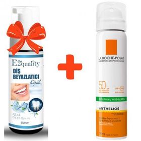 La Roche Posay Anthelios Anti Shine Mist Spf 50 75 ml Güneş Kremi+E2'Quality Diş Beyazlatıcı Köpük