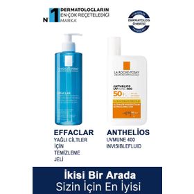 La Roche-Posay Anthelios Uvmune 400 Invisible Fluid SPF50+ 50 ml + La Roche-Posay Effaclar Gel 400 ml Temizleme Jeli