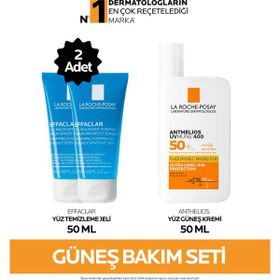 La Roche-Posay Güneş Bakım Seti: 2x50 ml Effaclar Yüz Temizleme Jeli + 50 ml Uvmune Fluide Güneş Kremi