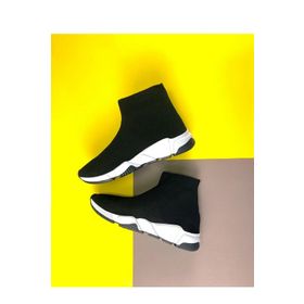 La Scada 001 MR500-81 Triko Sneaker Çorap Siyah Beyaz Kadın Bot