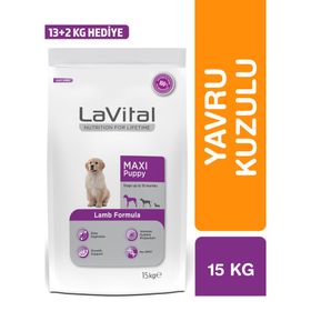 La Vital Maxi Puppy Kuzu Etli 13 + 2 kg Hediye Büyük Irk Yavru Kuru Köpek Maması