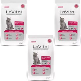 La Vital Somon ve Balık Kısırlaştırılmış 3x1.5 kg Kuru Kedi Mama
