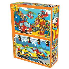 Laço Kids 35-60 Parça LC7331 Sevimli Taşıtlar 2in1 Puzzle