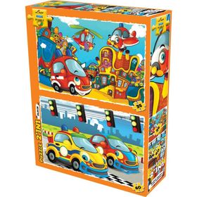 Laço Kids 35-60 Parça LC7331 Sevimli Taşıtlar 2in1 Puzzle